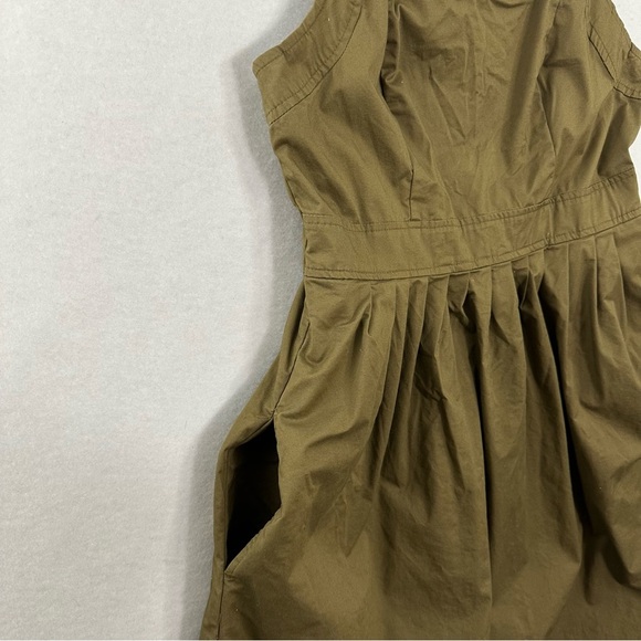 Knox Rose Milkmaid Midi Dress Womens Medium Olive Green Pockets Smocked Fall - Picture 3 of 11